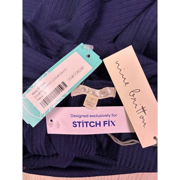 Nine Britton Emaline Navy Blue Ribbed Cutout Detail Midi Dress Size S Stitch Fix - Picture 4 of 5